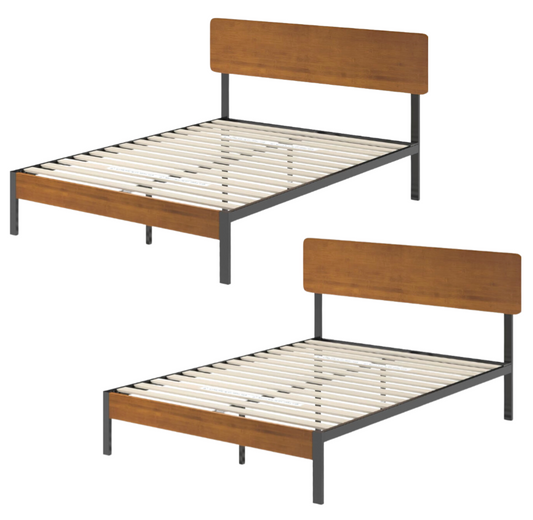 Zinus - 2 Metal and Bamboo Platform Bed Frames, Queen ($500 VALUE)